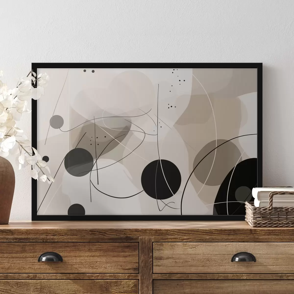 Poster Abstrakte Komposition mit geometrischen Formen und Linien f42475