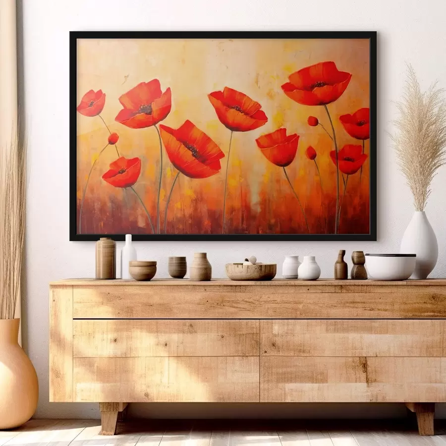 Fototapete Rote Mohnblumen f42483