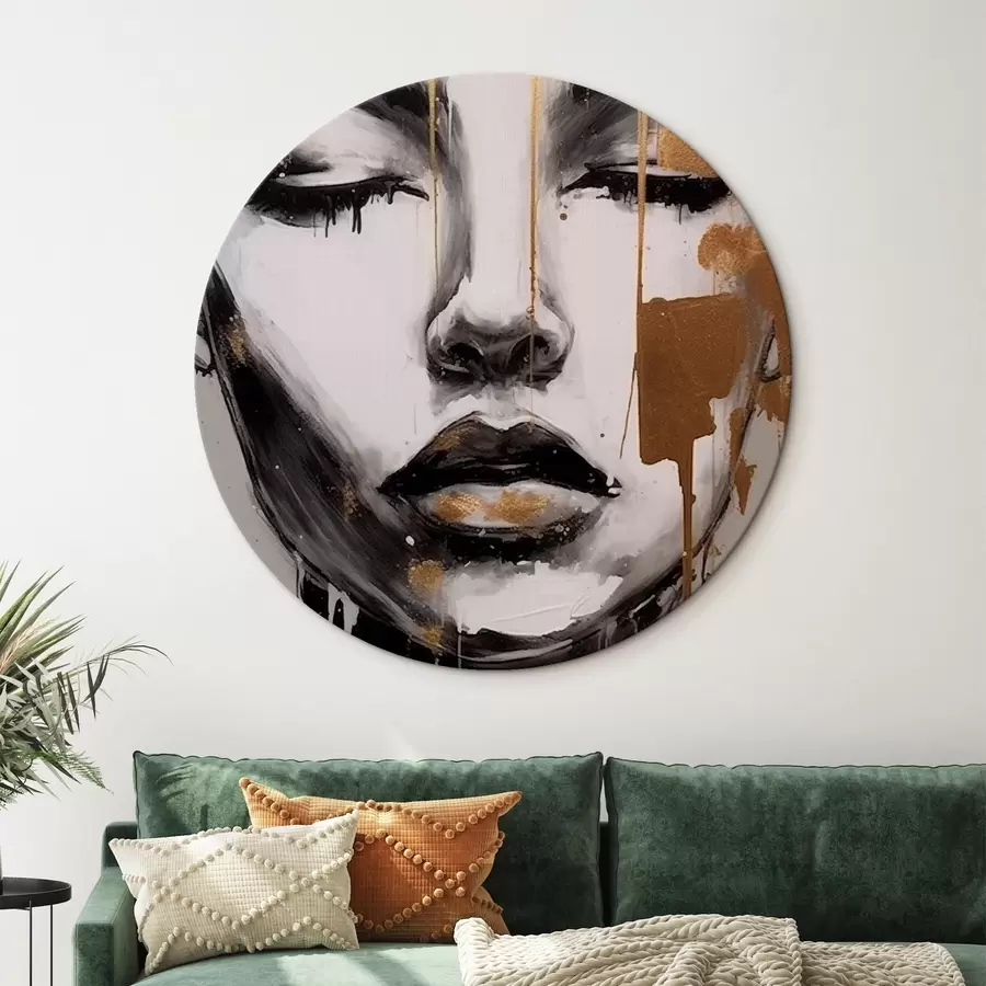 Wandbilder Schwarz-Weiß-Porträt mit abstrakten Elementen r42481