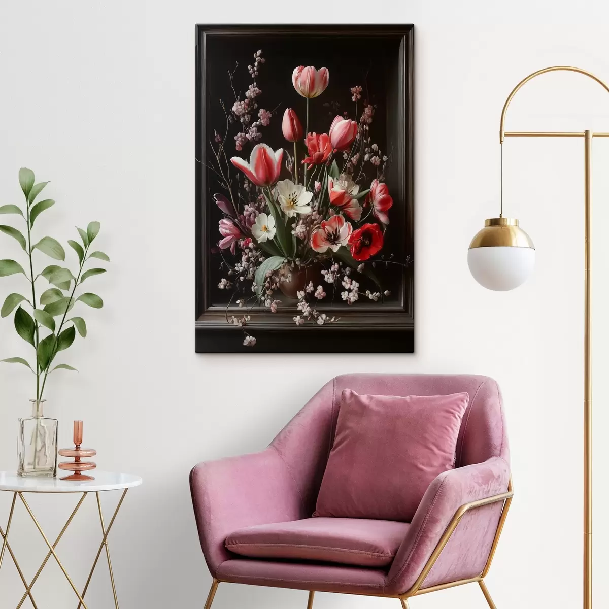 Wandbilder Blumenstrauß auf dunklem Hintergrund s42499