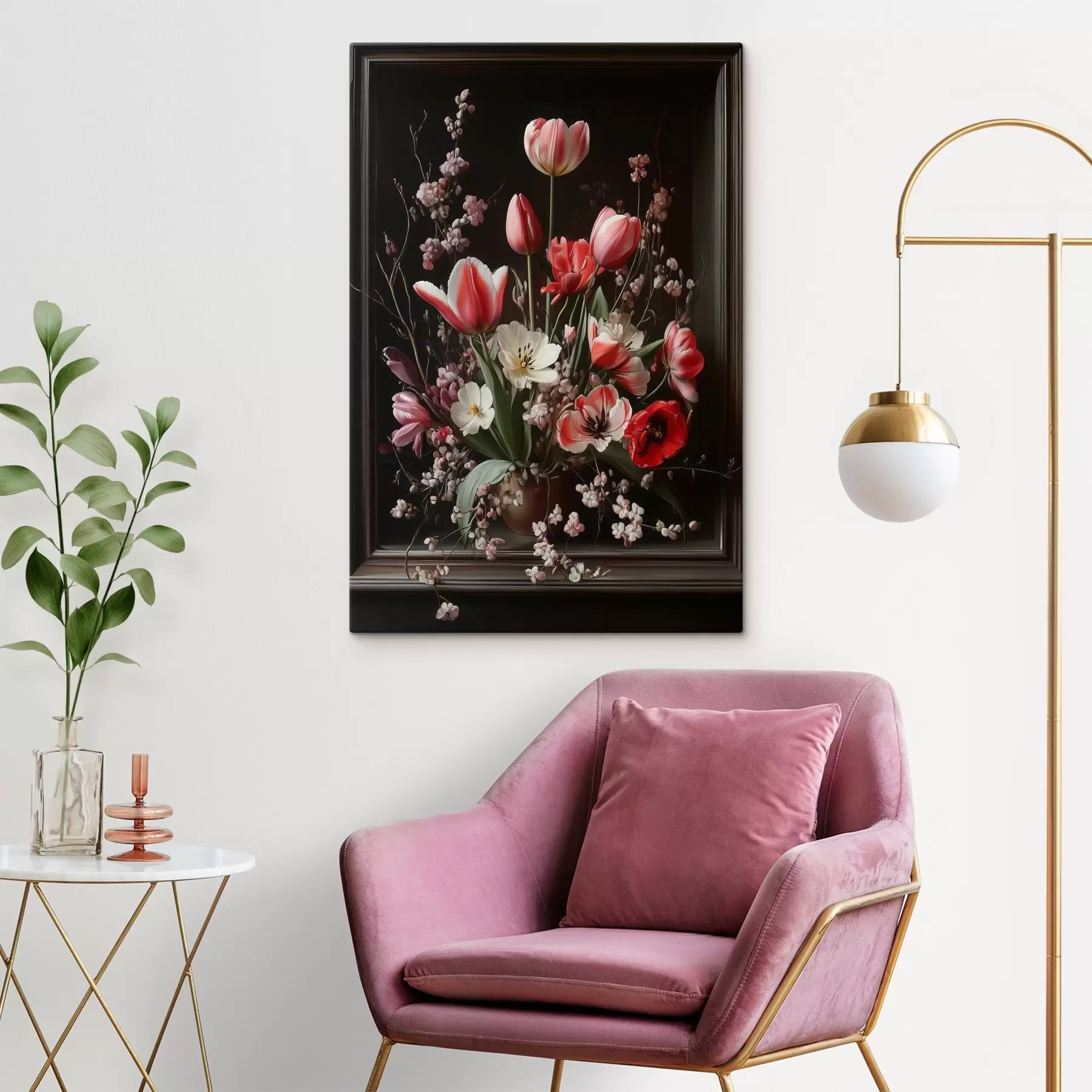 Wandbilder Blumenstrauß auf dunklem Hintergrund s42499