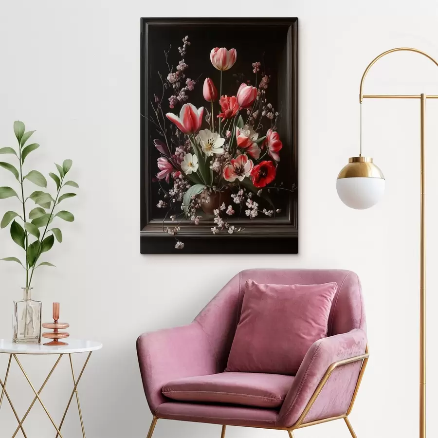 Wandbilder Blumenstrauß auf dunklem Hintergrund s42499