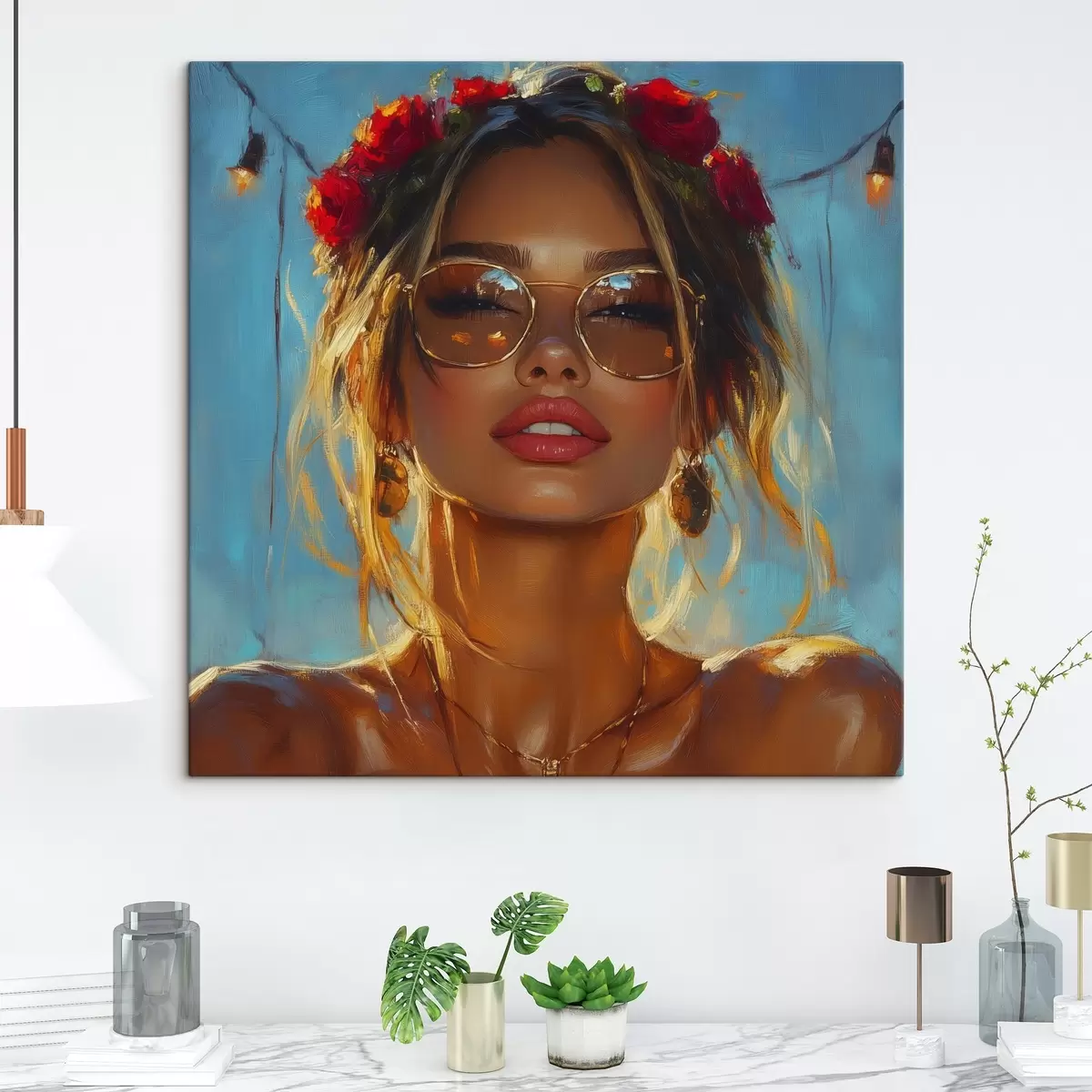 Wandbilder Porträt eines Mädchens mit Sonnenbrille s42503