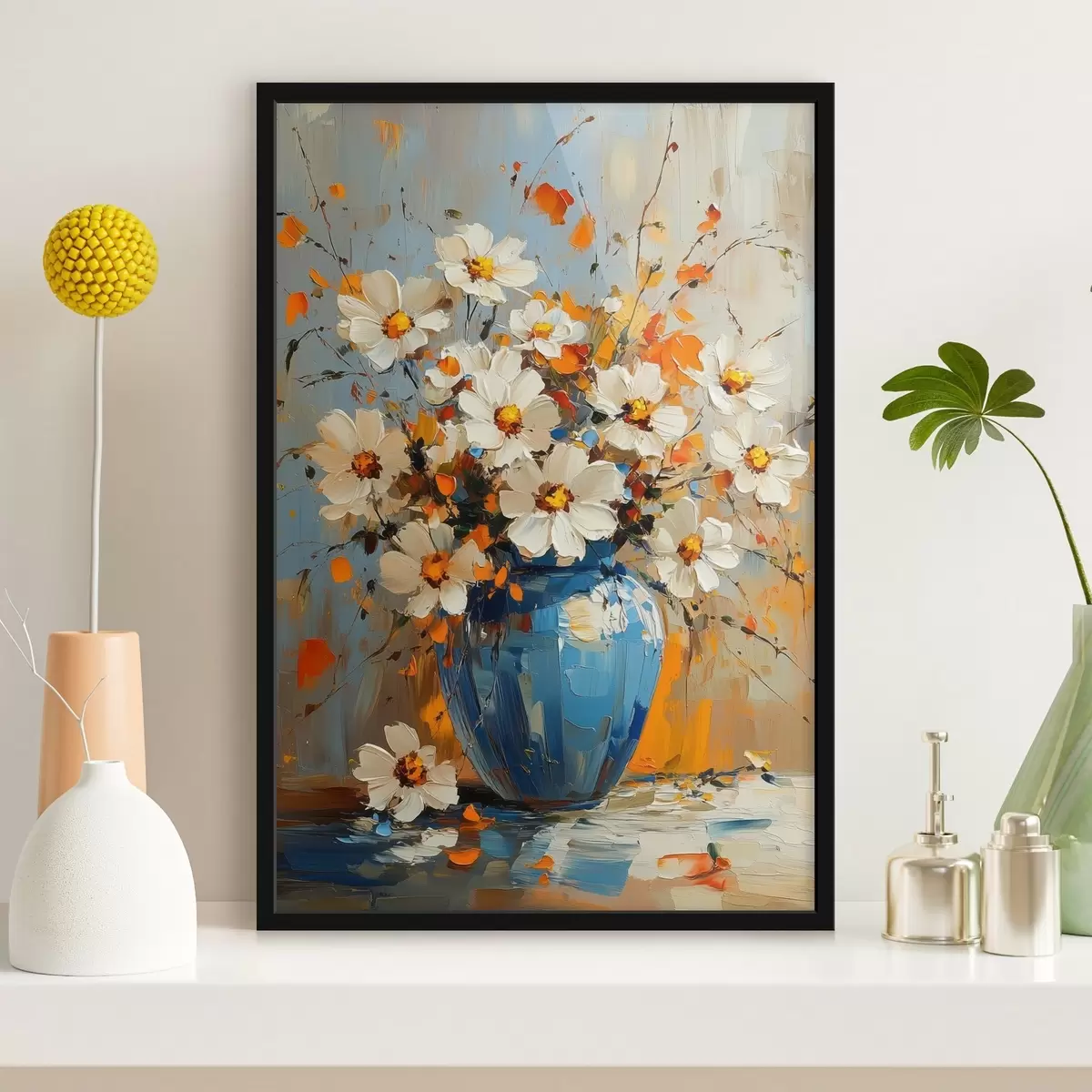 Poster Strauß Gänseblümchen in einer Vase f42493