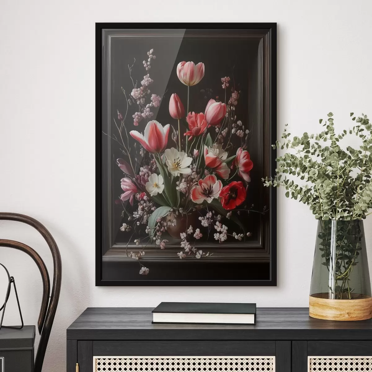 Poster Blumenstrauß auf dunklem Hintergrund f42499