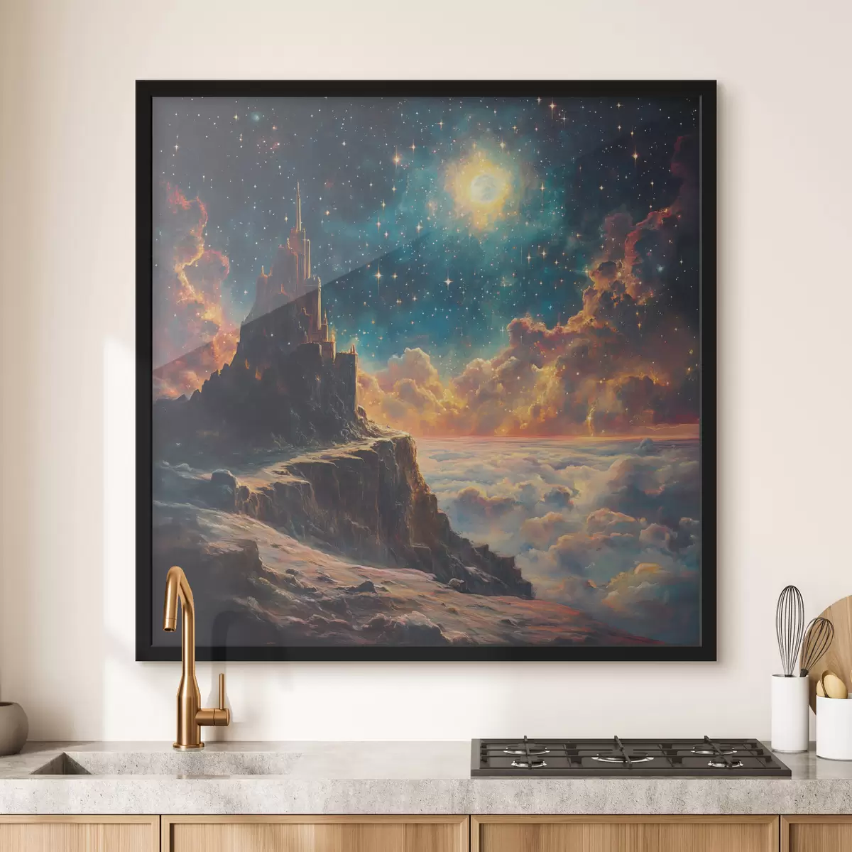 Poster Berge und nächtlicher Sternenhimmel f42500