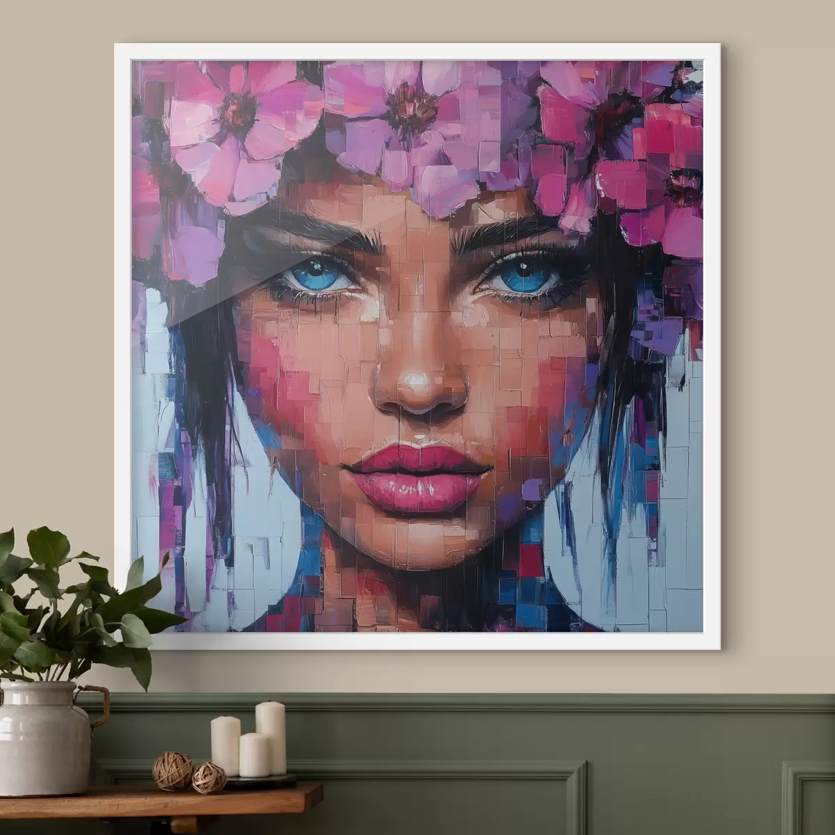 Poster Porträt eines Mädchens aus Mosaiksteinen f42504