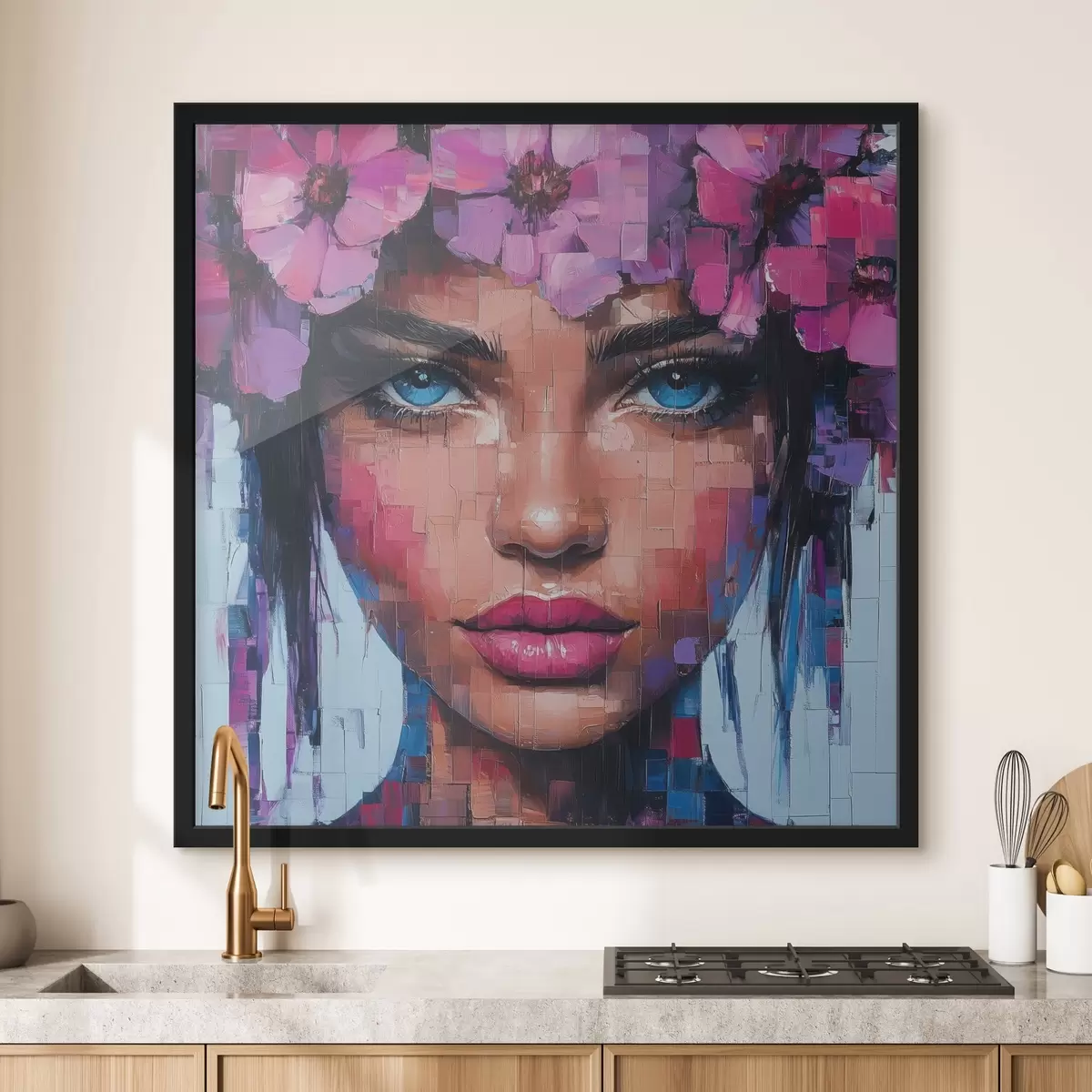 Poster Porträt eines Mädchens aus Mosaiksteinen f42504