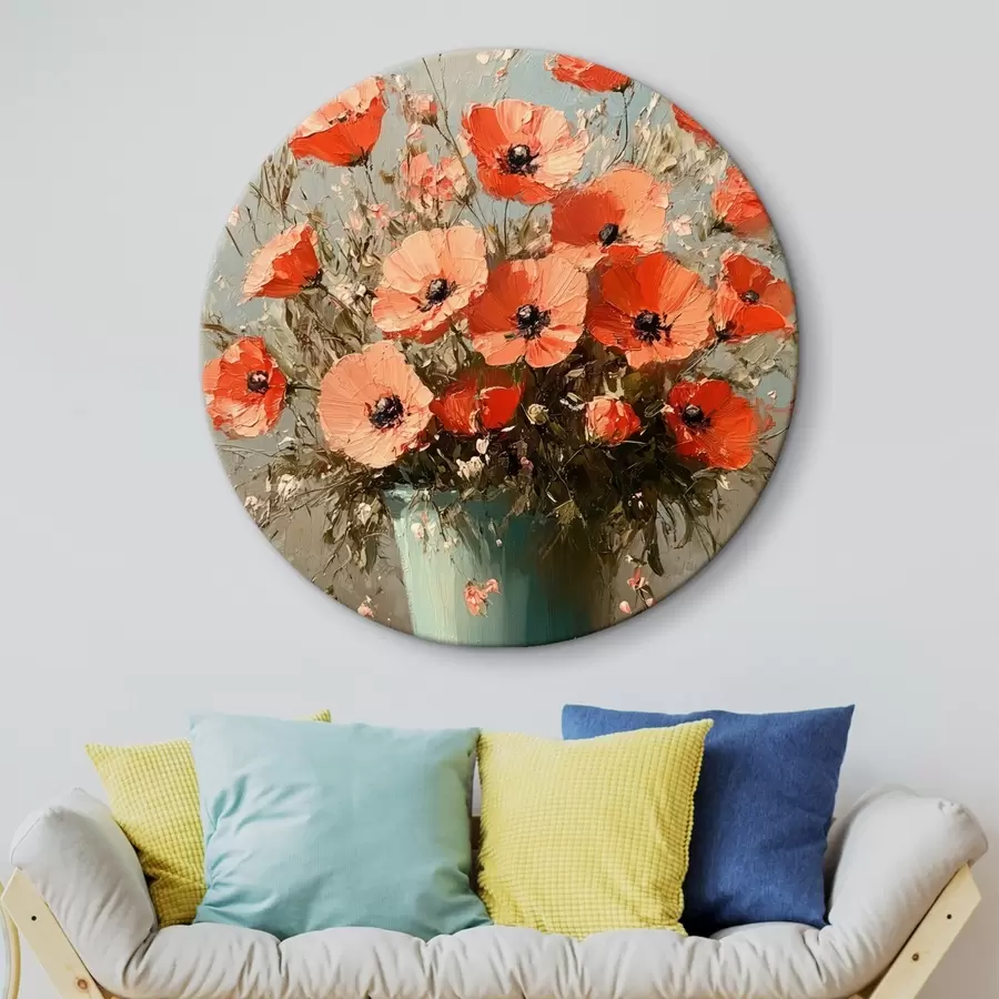 Wandbilder Strauß roter Mohnblumen r42492