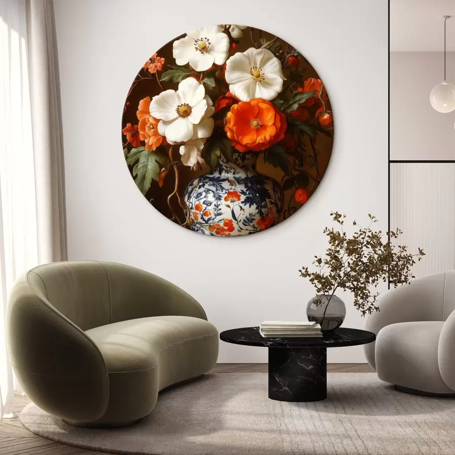 Wandbilder Blumenstrauß in einer bemalten Vase r42497