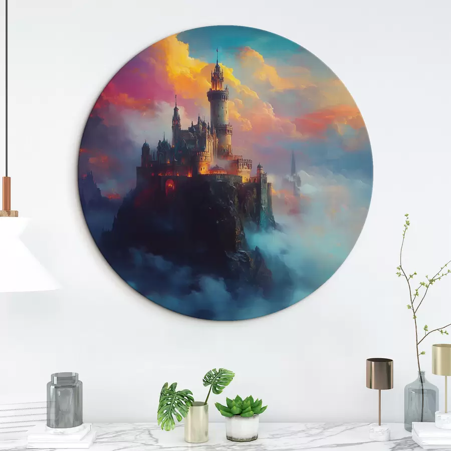 Wandbilder Burg auf einem Felsen in den Wolken r42501