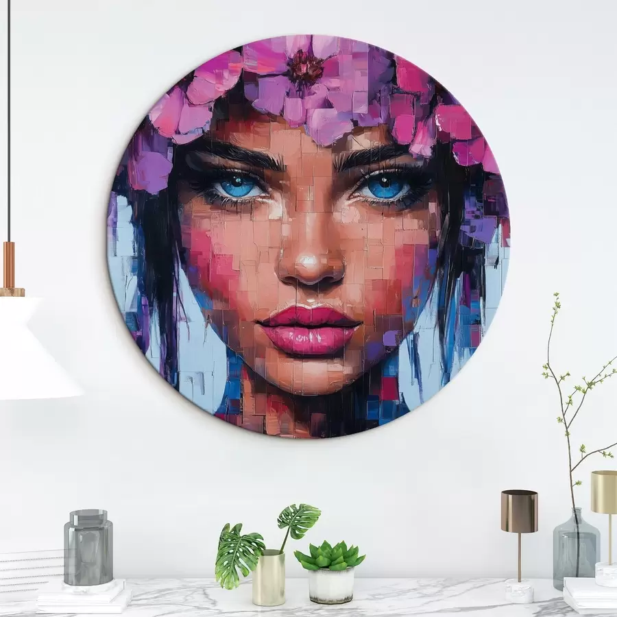Wandbilder Porträt eines Mädchens aus Mosaiksteinen r42504