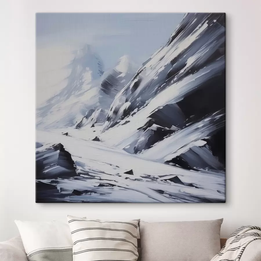 Wandbilder Schneebedeckte Felsen imitieren Pinselstriche der Malerei s42585