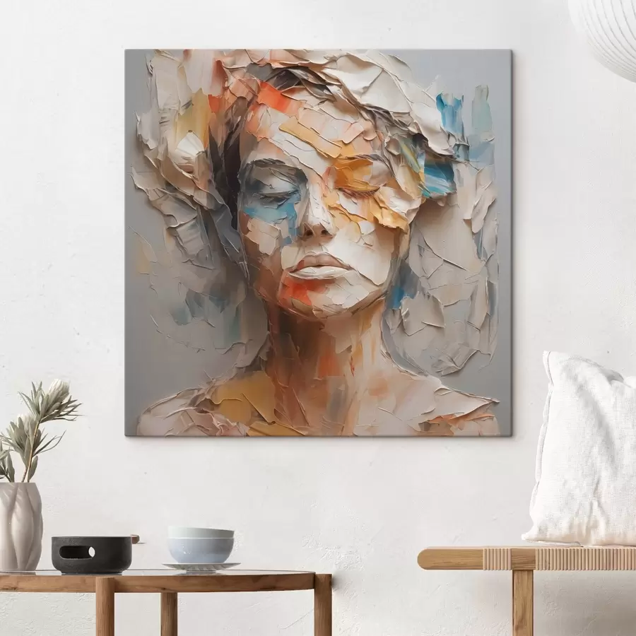 Wandbilder Abstraktes Porträt eines Mädchens Nachahmung von Pinselstrichen s42587