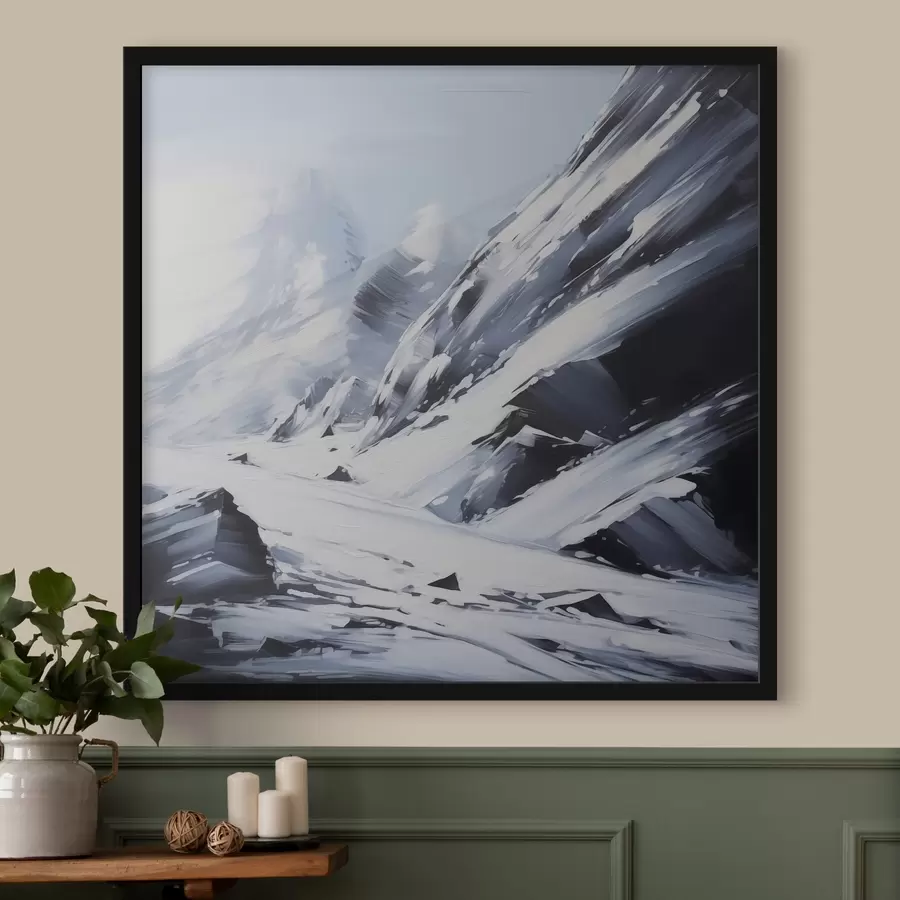 Fototapete Schneebedeckte Felsen imitieren Pinselstriche der Malerei f42585