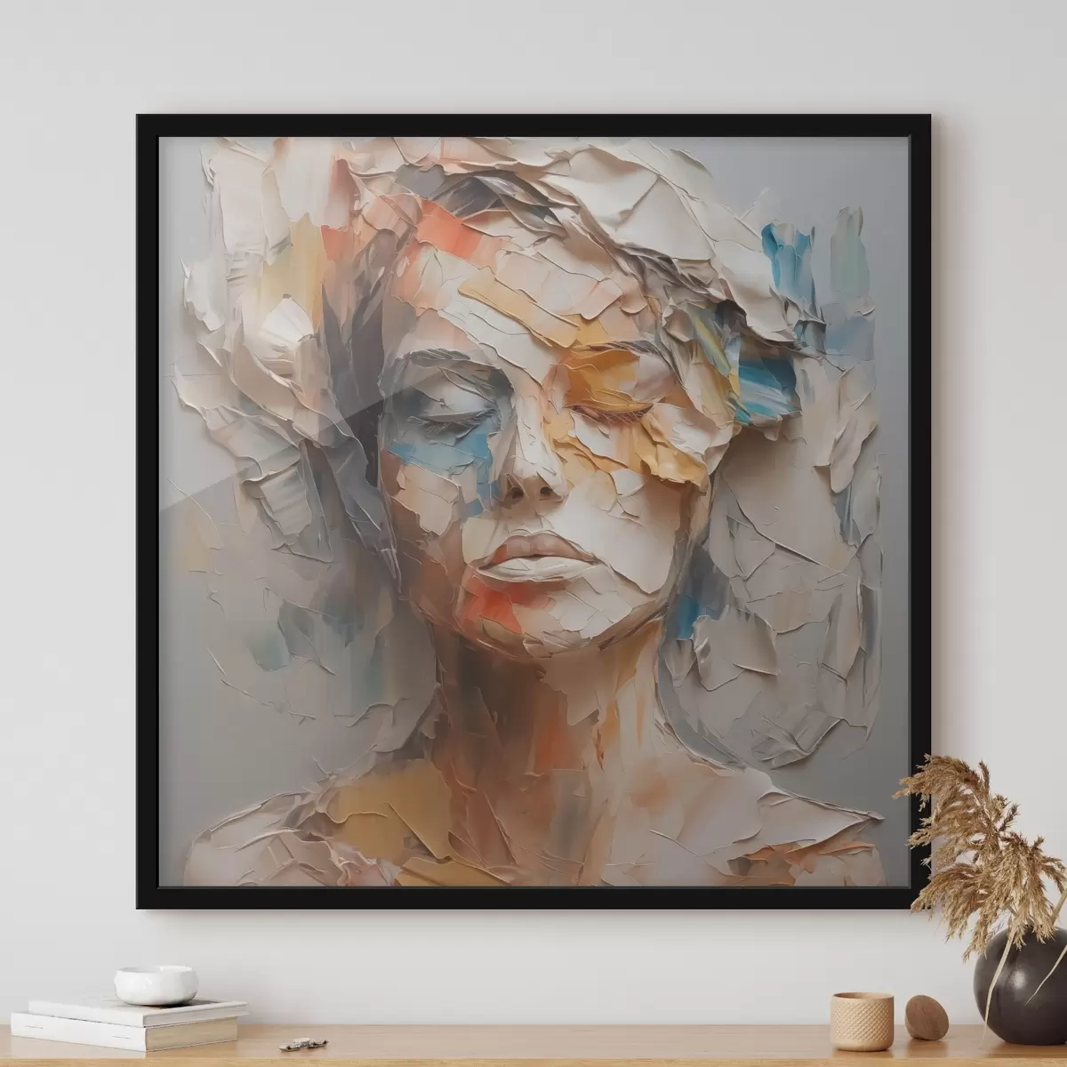 Poster Abstraktes Porträt eines Mädchens Nachahmung von Pinselstrichen f42587