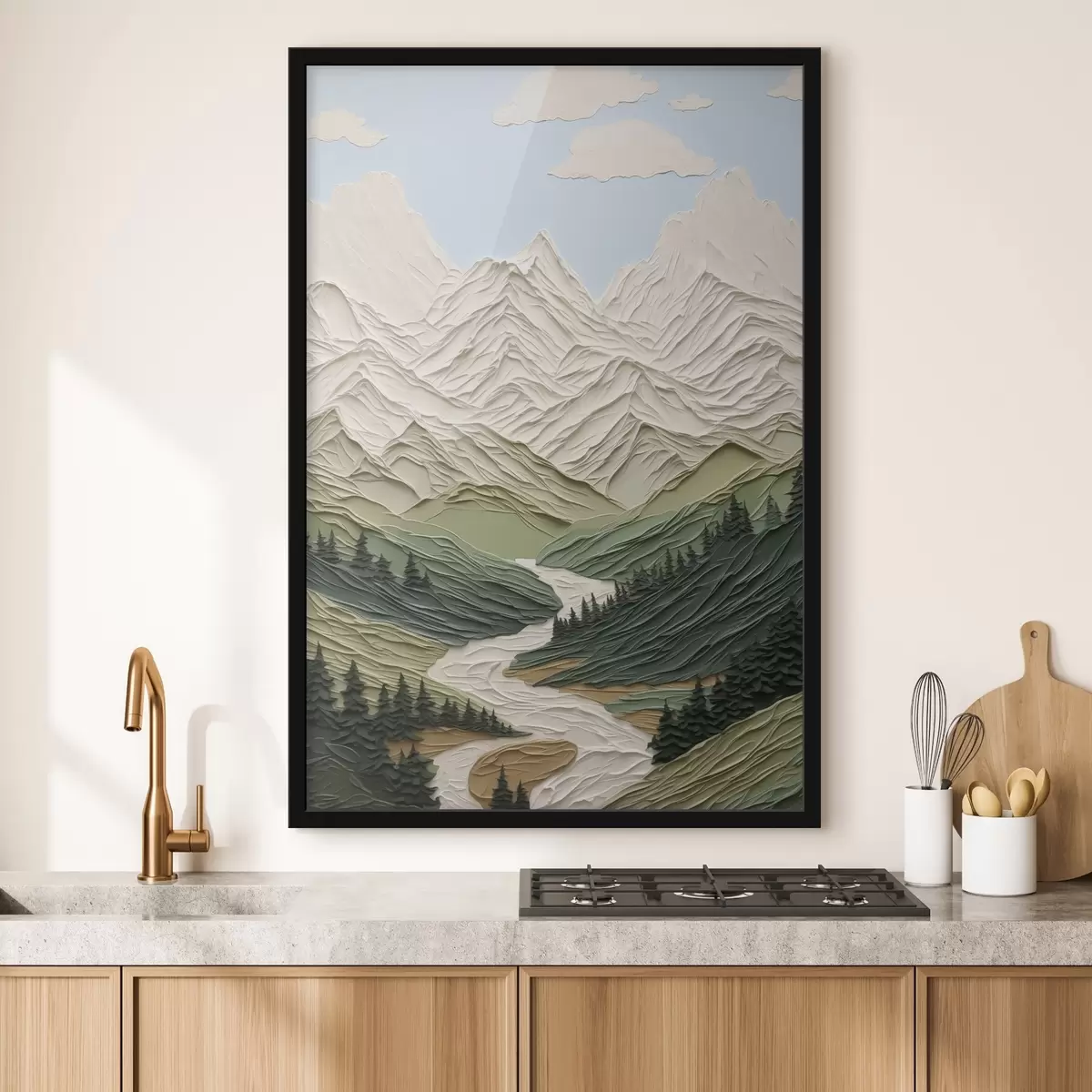 Poster Berglandschaft Nachahmung Pinselstriche f42590