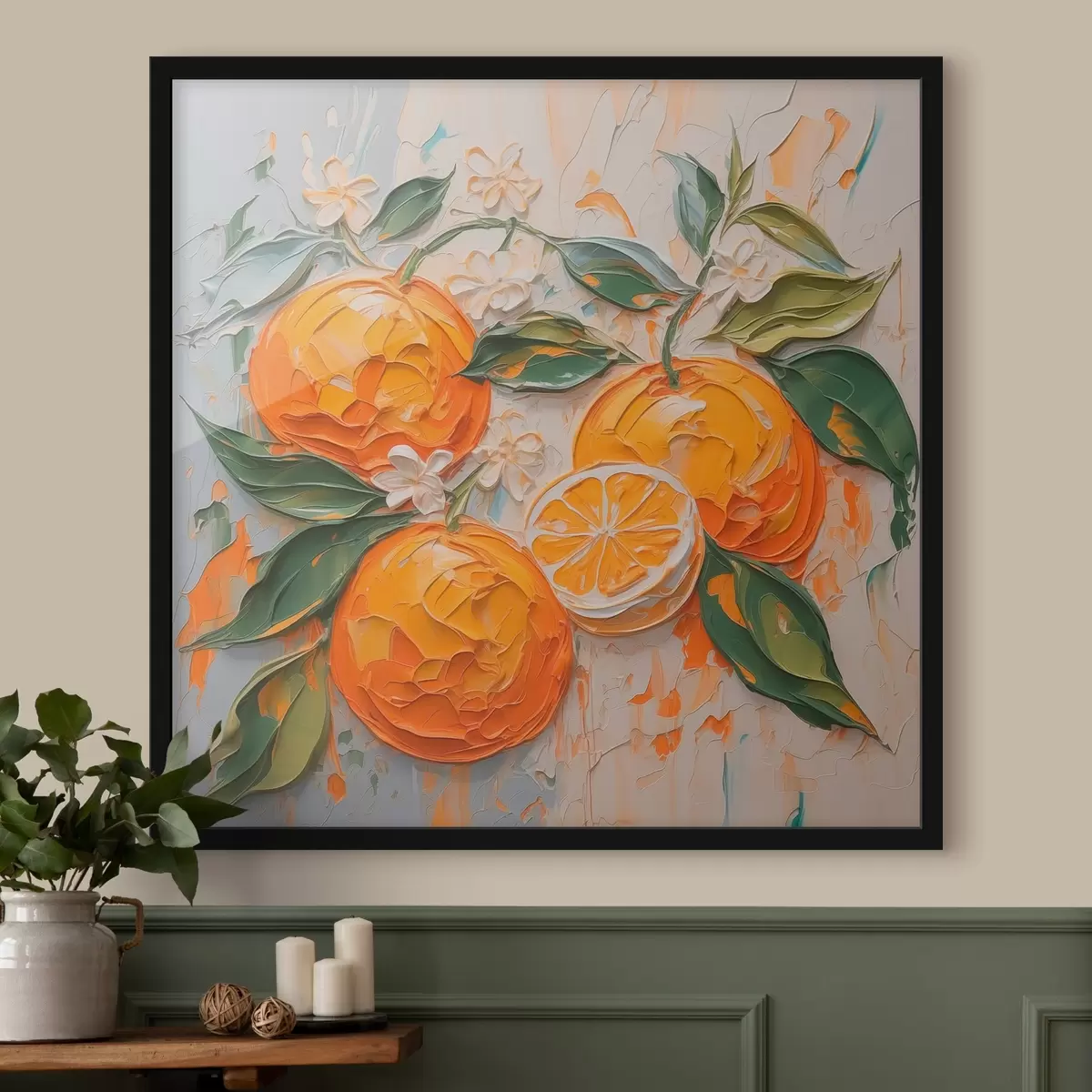 Poster Orangen abstrakte Nachahmung Pinselstriche f42591