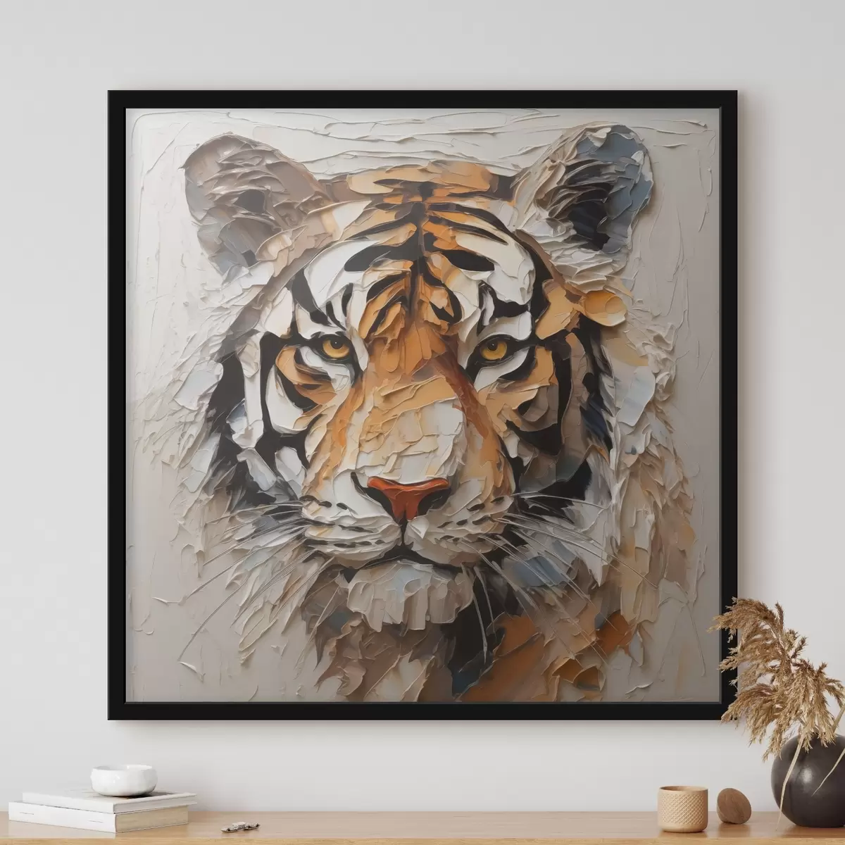 Poster Tiger-Imitation Pinselstriche f42593