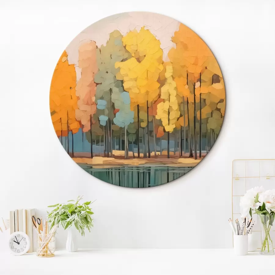 Wandbilder Herbst Hain am Teich Nachahmung der Malerei r42586