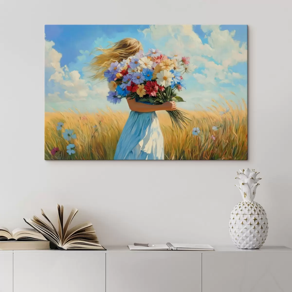 Wandbilder Mädchen mit Wildblumen s42599