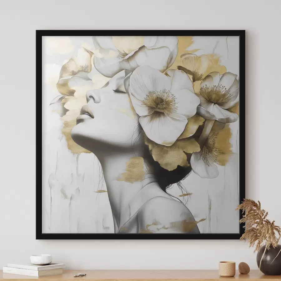 Fototapete Ein Mädchen mit Blumen auf dem Kopf f42606