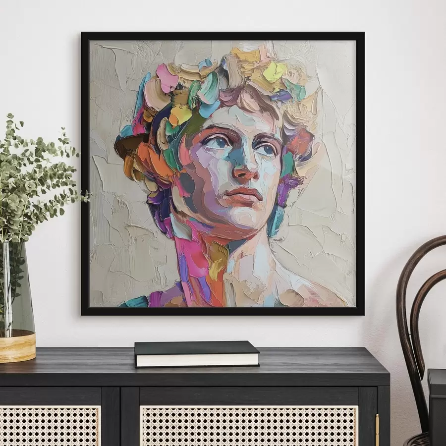 Fototapete Kopf von David mit mehrfarbigen Strichen f42607