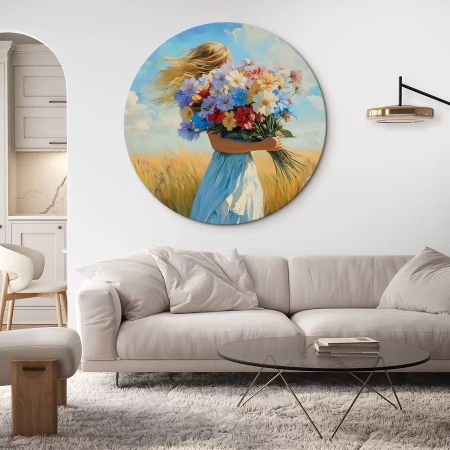 Wandbilder Mädchen mit Wildblumen r42599