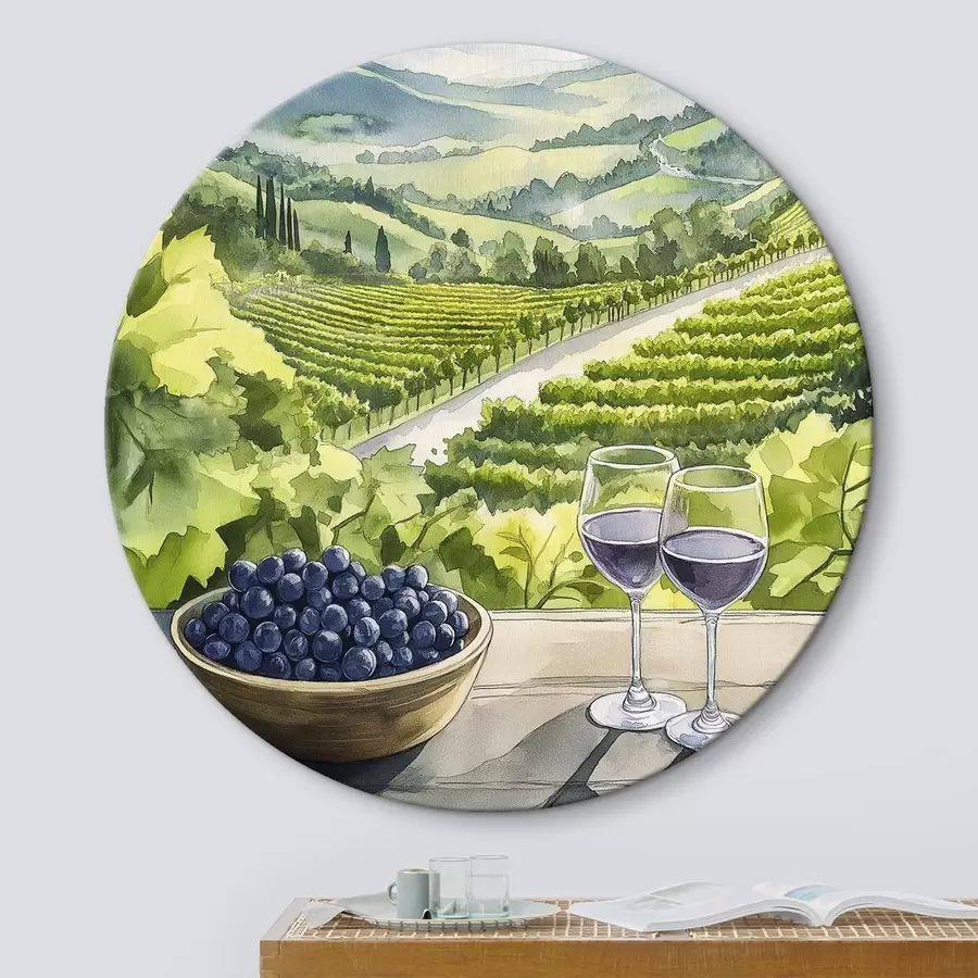 Wandbilder Gpape Höfe, Landschaften im Aquarellstil, Weingläser r42444