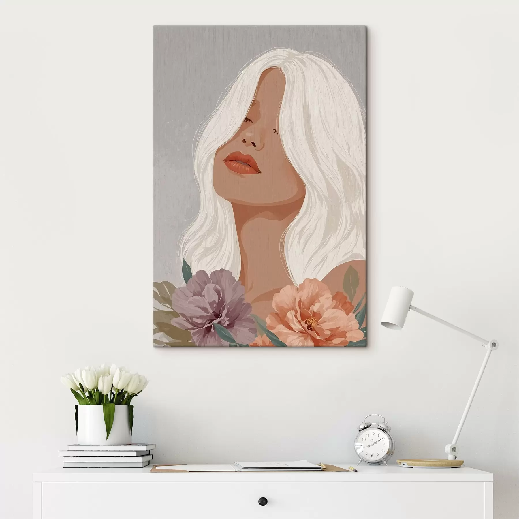 Wandbilder Mädchen auf grauem Hintergrund in Vektorgrafik s42521