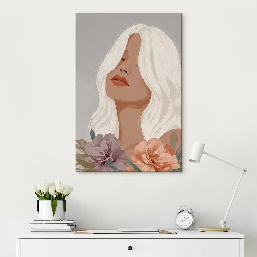 Wandbilder Mädchen auf grauem Hintergrund in Vektorgrafik s42521