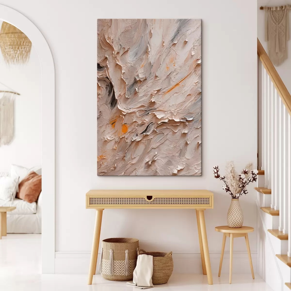 Wandbilder Abstrakte Malerei mit schwarzen und gelben Farben in Ölmalerei Stil s42526