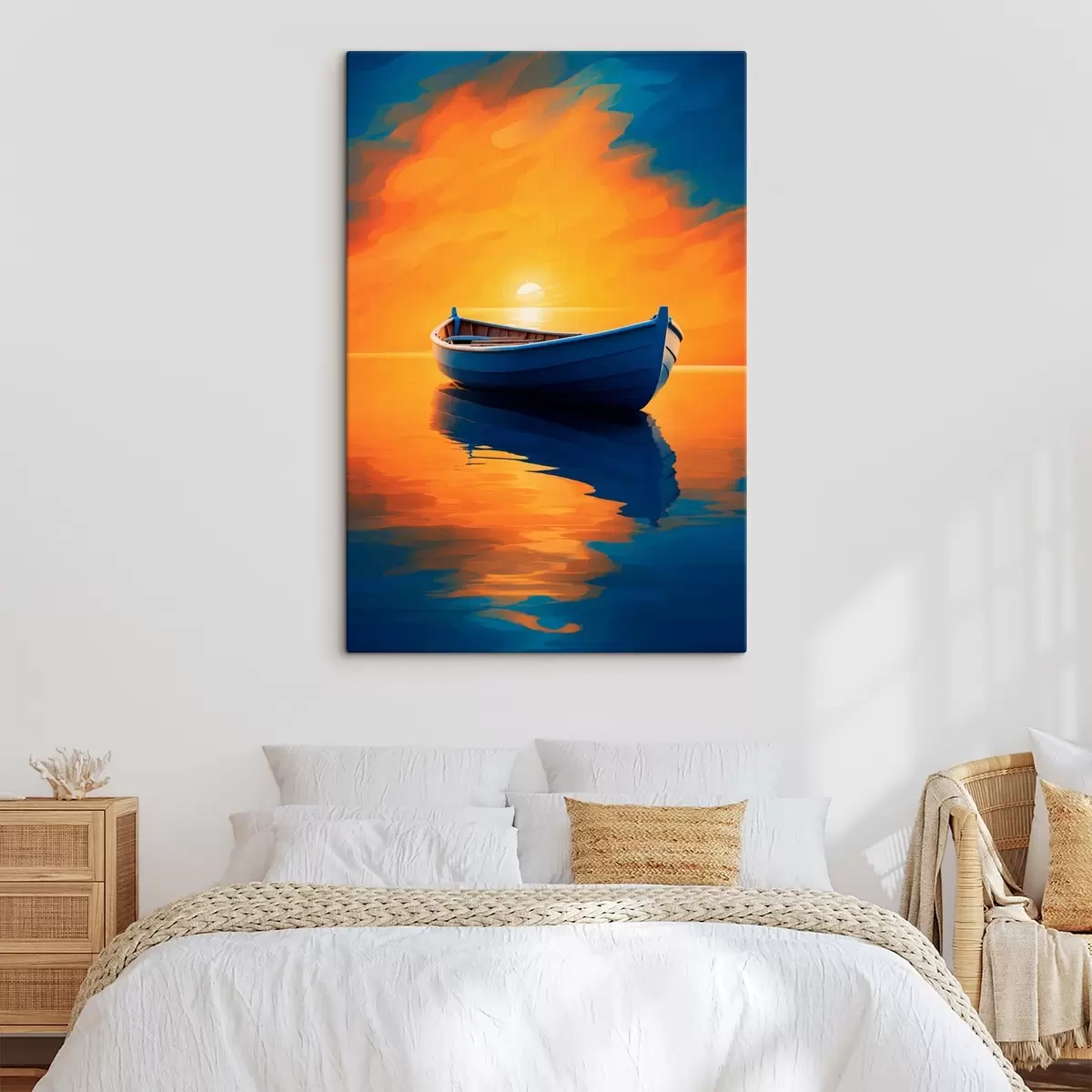 Wandbilder Boot im Meer bei Sonnenuntergang s42536