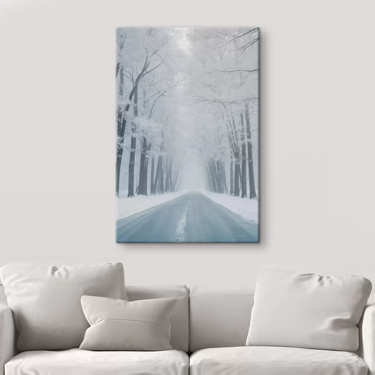 Wandbilder Straße durch den Wald im Winter s42551