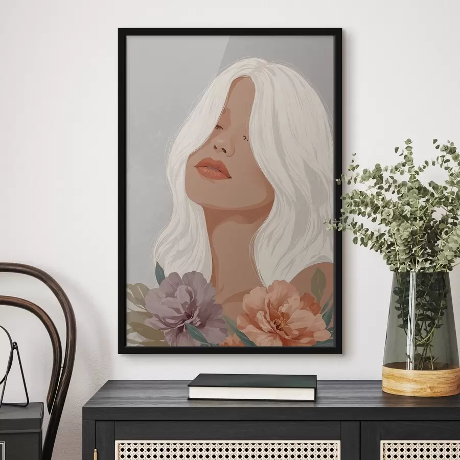 Fototapete Mädchen auf grauem Hintergrund in Vektorgrafik f42521