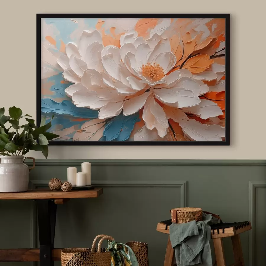 Fototapete Weiße Blume im Stil der Ölmalerei f42528