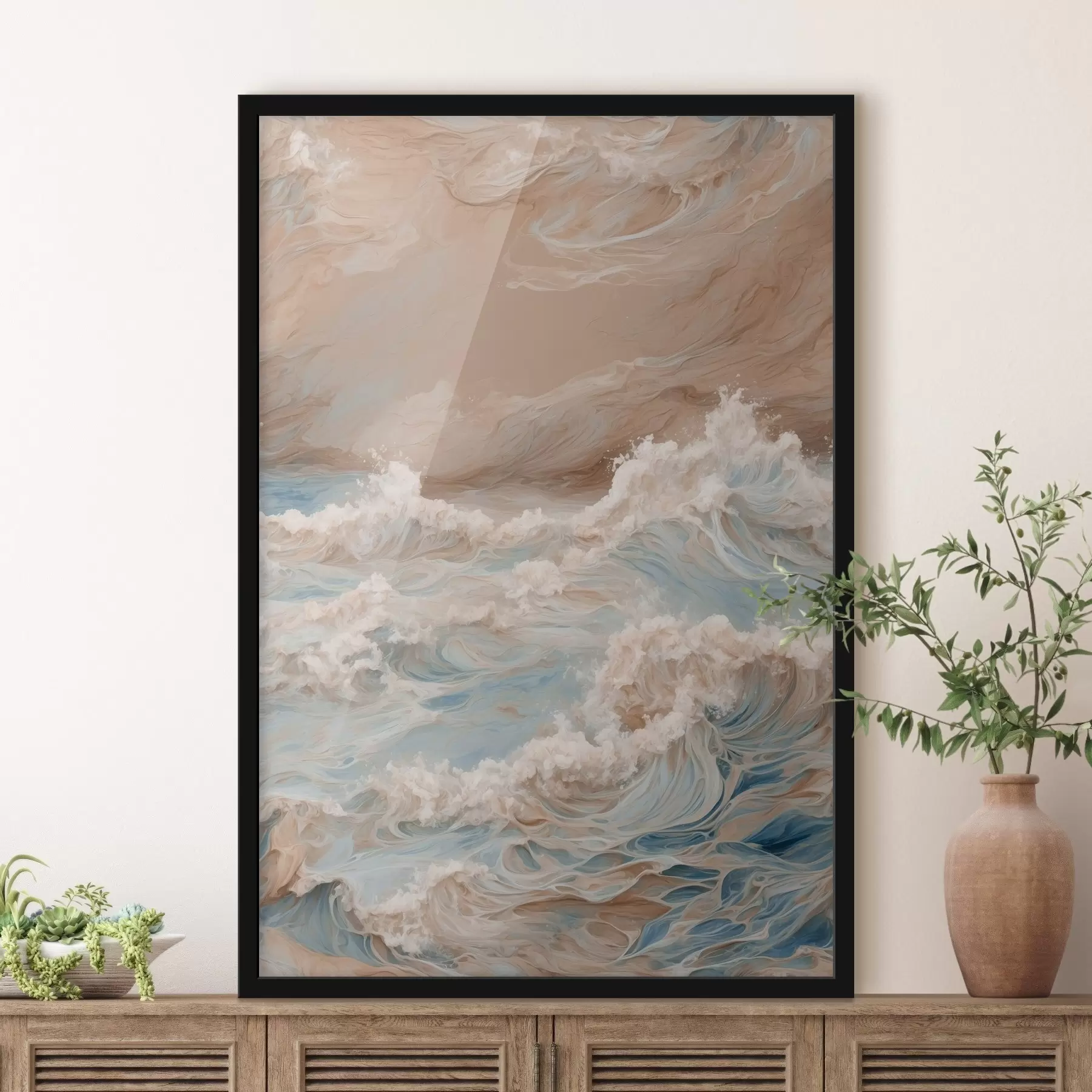 Wandbilder Abstraktes tobendes Meer im Stil der Ölmalerei f42539