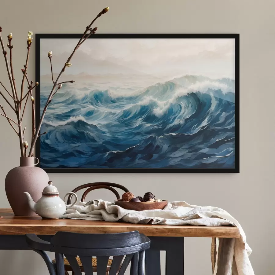 Fototapete Tosende Wellen im Nebel f42541