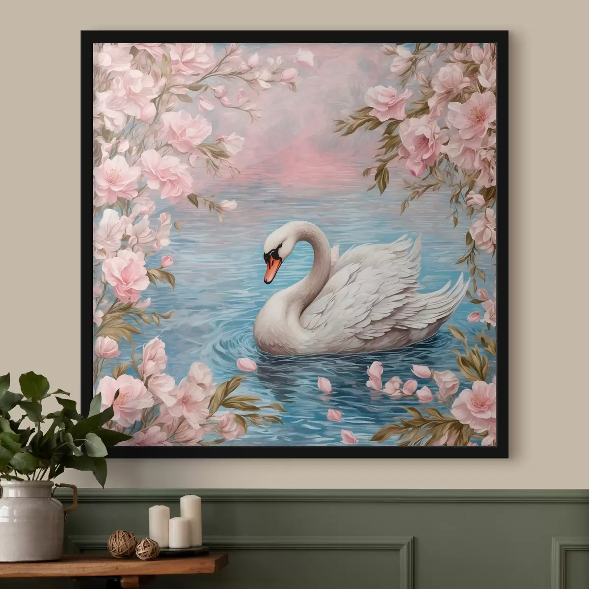 Poster Schwan im See f42543