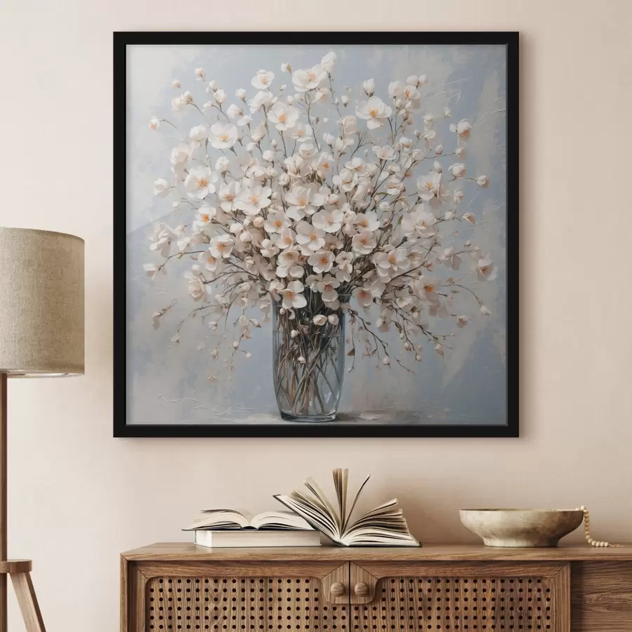 Fototapete Weiße Blumen in transparenter Vase f42547