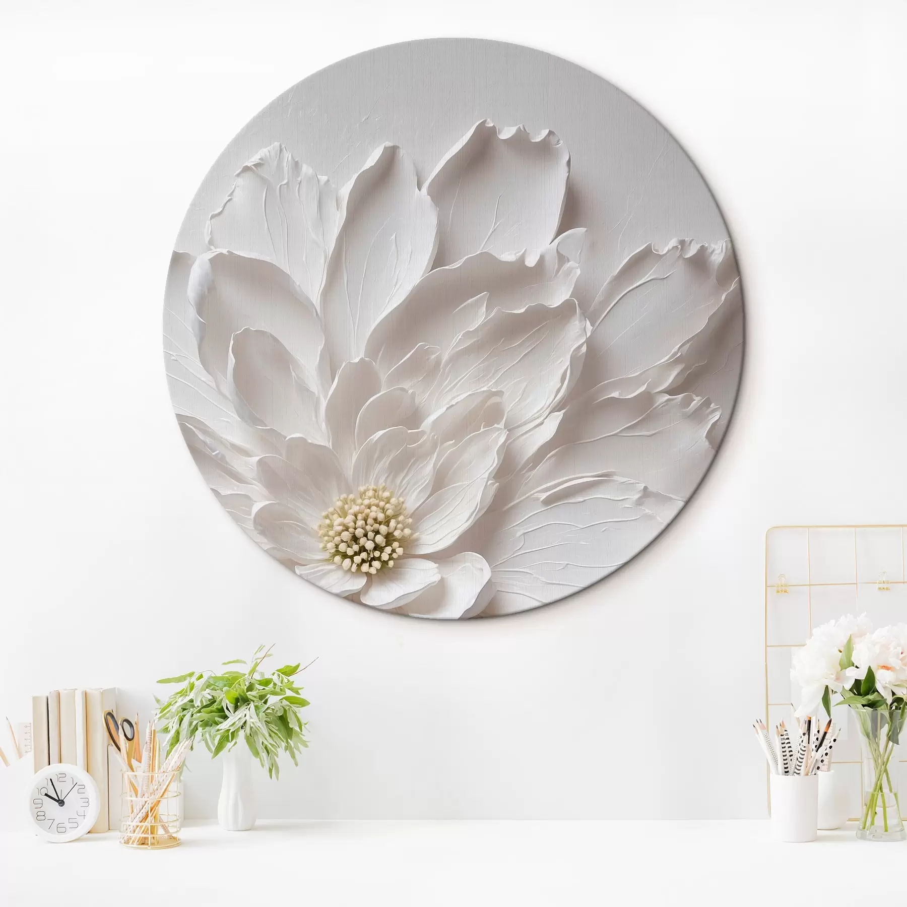 Wandbilder Weiße Blume auf weißem Hintergrund r42517