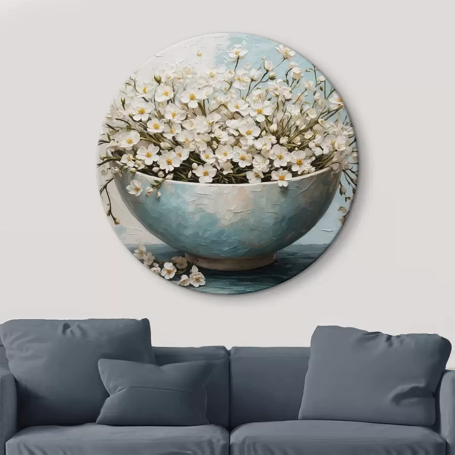 Wandbilder Weiße kleine Blumen in einem Topf r42533