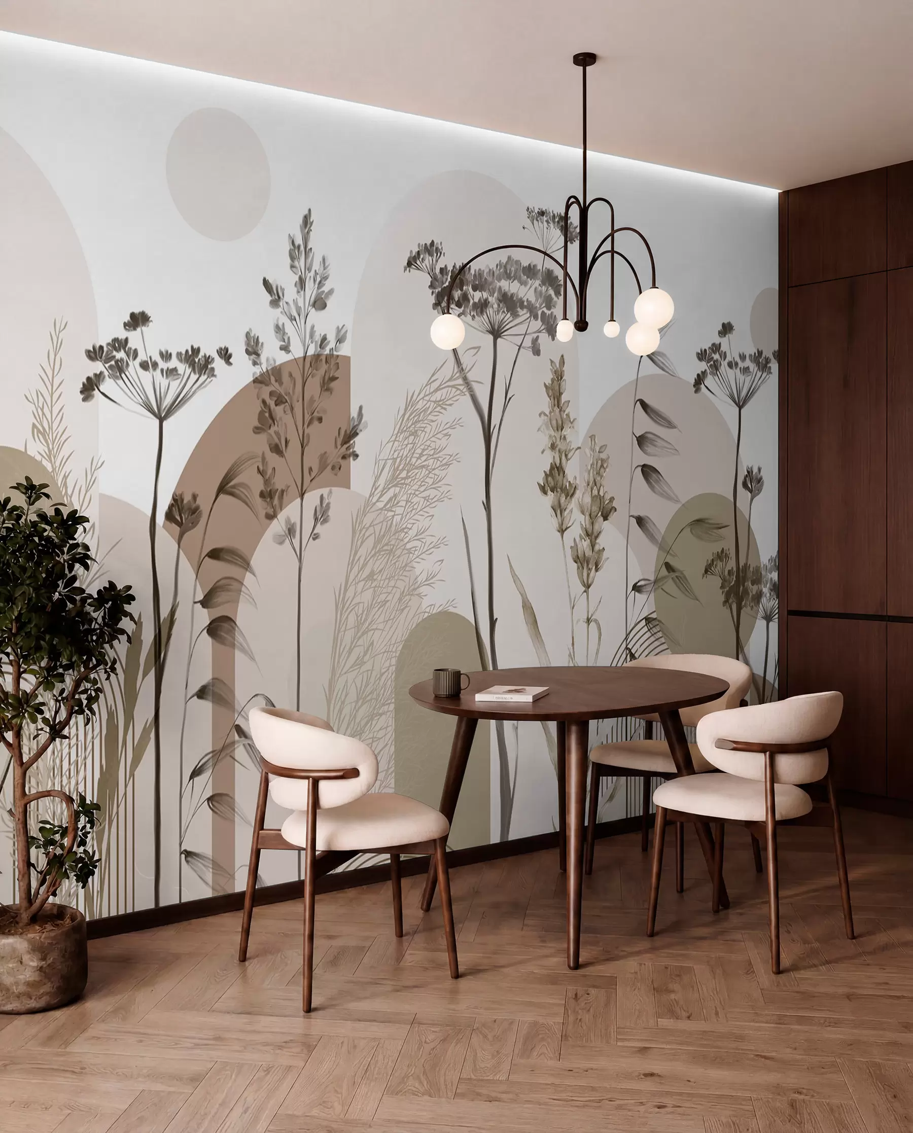 Fototapete Botanische Bögen in Ocker w08665