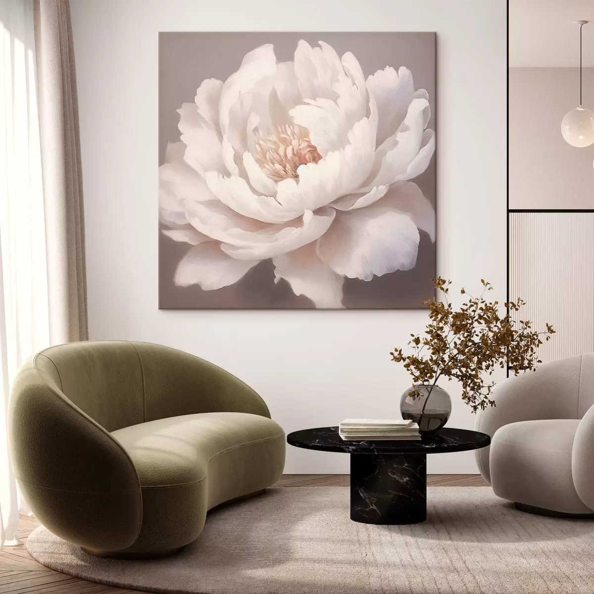 Wandbilder Große weiße Pfingstrose s42637