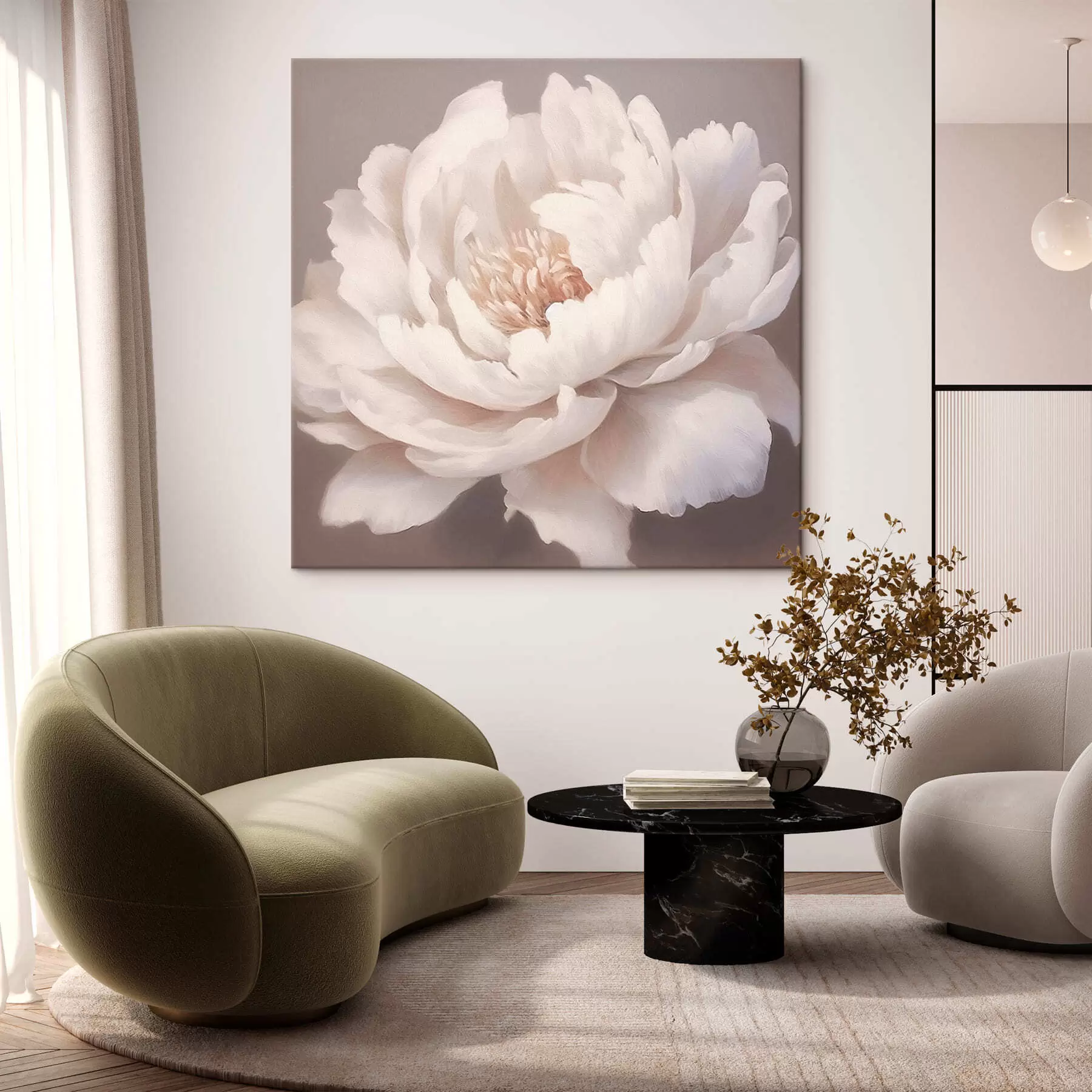 Fototapete Große weiße Pfingstrose s42637