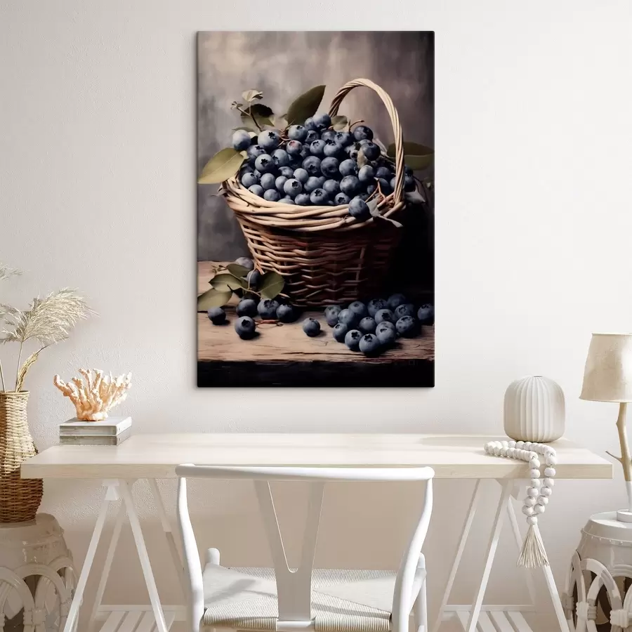 Wandbilder Korb mit Blaubeeren s42645