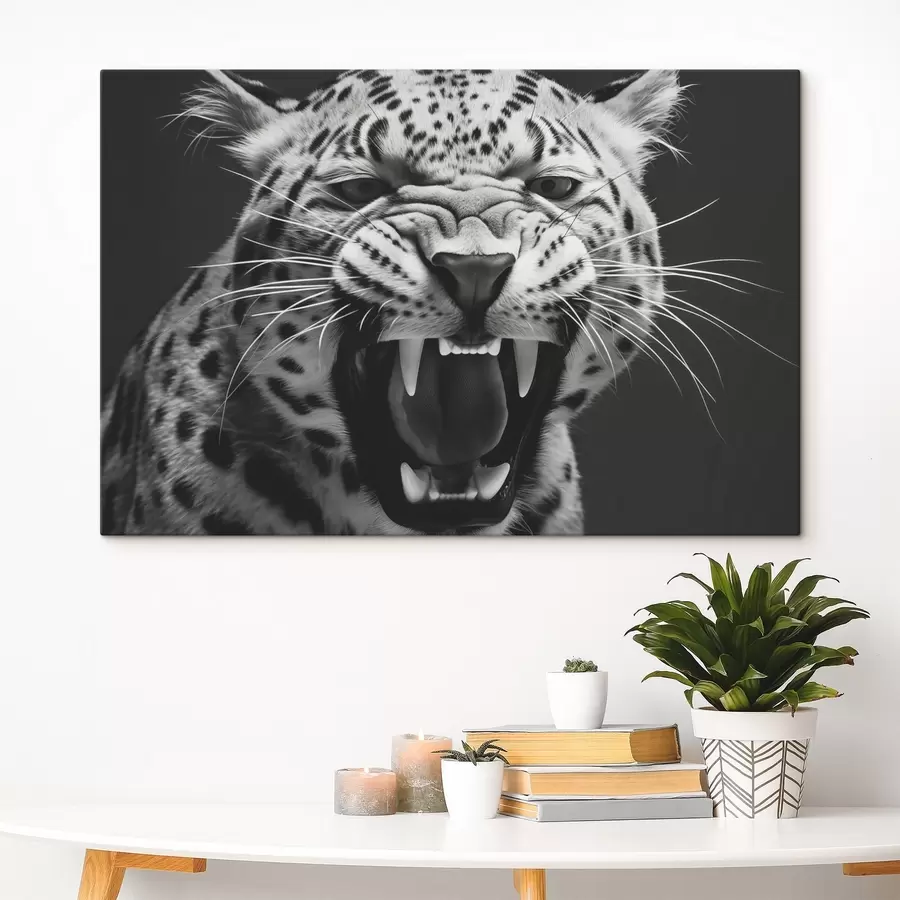 Wandbilder Leopard in schwarz-weißem Stil s42646
