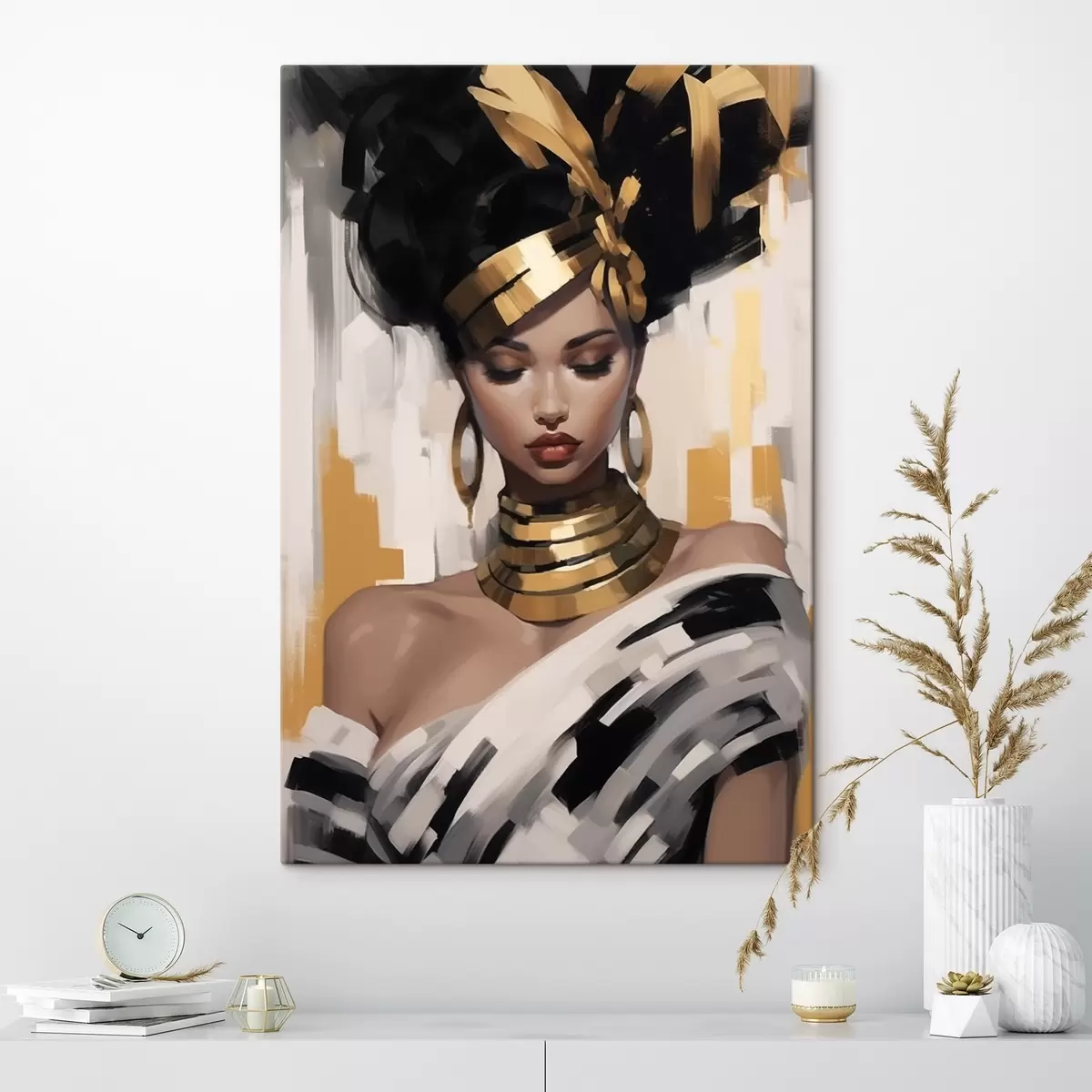 Wandbilder Porträt einer Frau mit modernem ethnischen Stil s42648