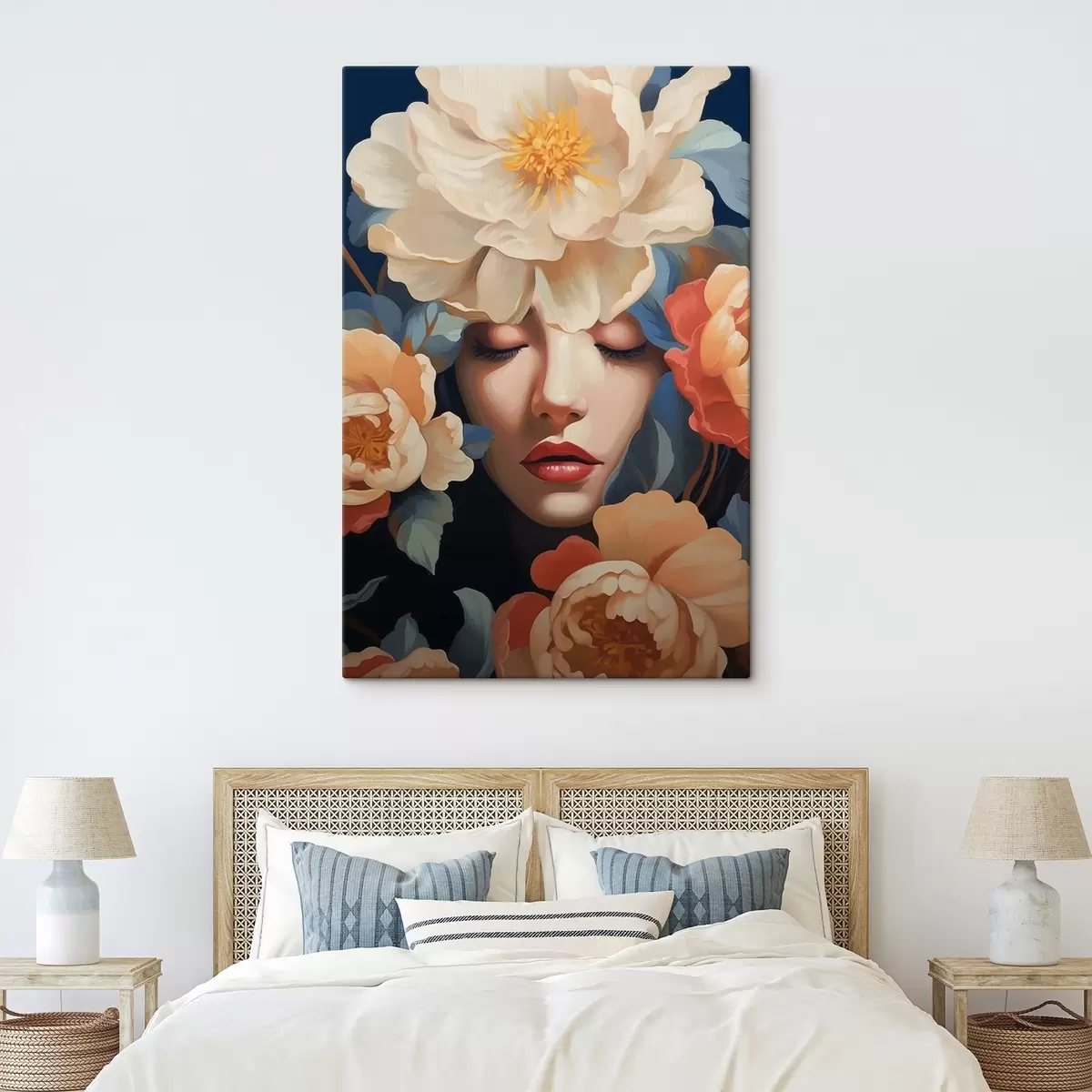 Wandbilder Frauenporträt mit Blumen s42659