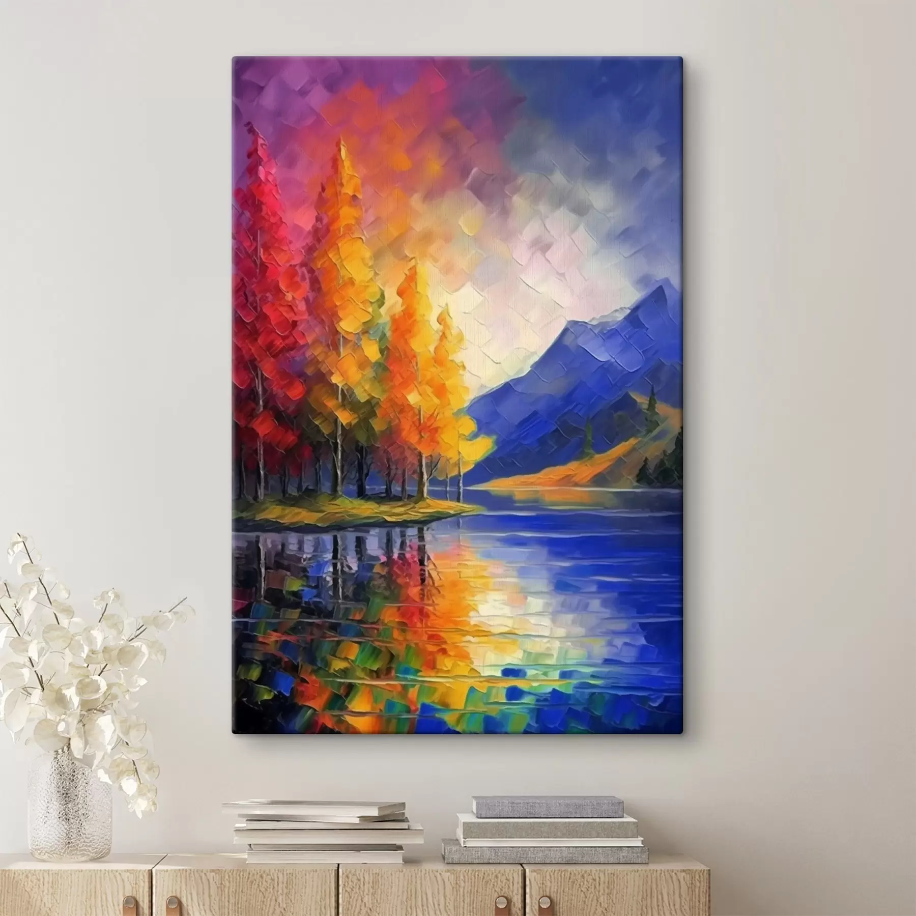 Wandbilder Herbstlandschaft mit See und Bergen s42661